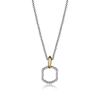 Elle 17+2" 2-Tone Cubic Zirconia Pendant Necklace
