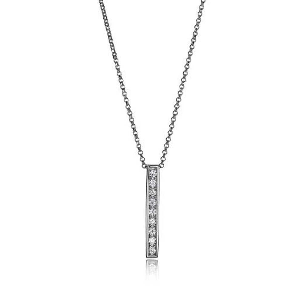 Elle Cubic Zirconia Vertical Bar Necklace 16" with 2" Extender