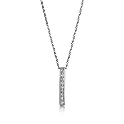 Elle Cubic Zirconia Vertical Bar Necklace 16" with 2" Extender