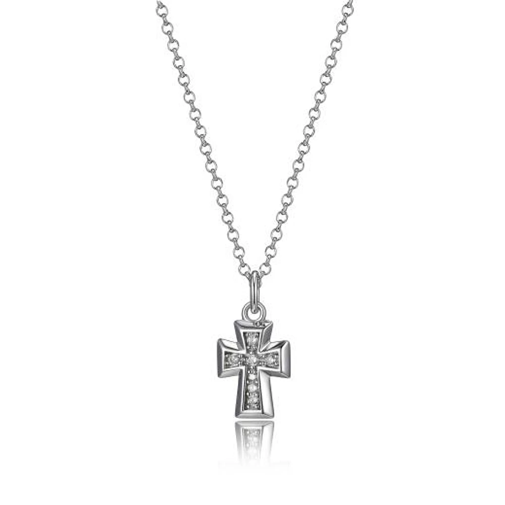 Elle "Scintillation" Small Cubic Zirconia Cross Necklace 18+2" Extension