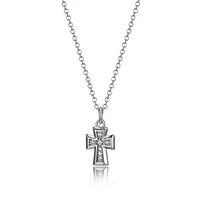 Elle "Scintillation" Small Cubic Zirconia Cross Necklace 18+2" Extension