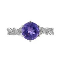 Sterling Silver Amethyst & Created White Sapphire Ring