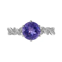 Sterling Silver Amethyst & Created White Sapphire Ring