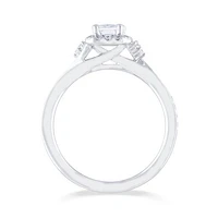 Diamond Revelations 14K White Gold 0.70CTW Halo Emerald Bridal Ring
