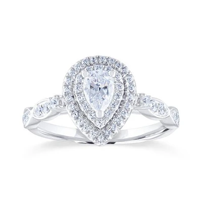 Diamond Revelations 14K White Gold 0.70CTW Pear Shaped Bridal Ring