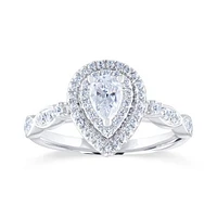 Diamond Revelations 14K White Gold 0.70CTW Pear Shaped Bridal Ring