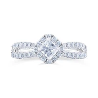 Diamond Revelations 14K White Gold 0.95CTW Princess Cut Halo Bridal Ring