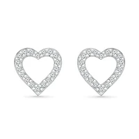 10K White Gold 0.05CTW Diamond Heart Earrings
