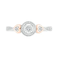 Sterling Silver & 10K Rose Gold 0.10CTW Diamond Ring