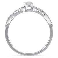 Julianna B Sterling Silver Opal and 0.10CTW Diamond Infinity Ring