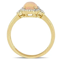 Julianna B 10K Yellow Gold Ethiopian Opal and Diamond Halo Ring
