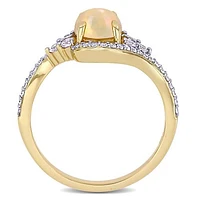 Julianna B 10K Yellow Gold Ethiopian Opal White Sapphire & 0.20CTW Diamond Ring