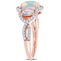 Julianna B 10K Rose Gold Ethiopian Blue Opal & 0.31CTW Diamond Ring