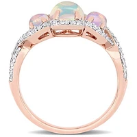 Julianna B 10K Rose Gold Ethiopian Blue Opal & 0.31CTW Diamond Ring