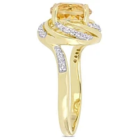 Julianna B Yellow Plated Sterling Silver Citrine White Topaz & Diamond Ring