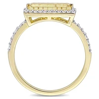 Julianna B Yellow Plated Sterling Silver Citrine & White Sapphire Halo Ring