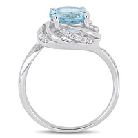Julianna B Sterling Silver Sky Blue & White Topaz with Diamond Accent Ring