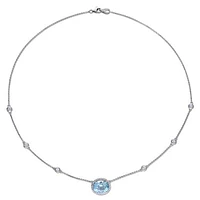 Julianna B 14K White Gold Blue Topaz 0.16CTW Diamond & White Sapphire Necklace