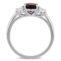 Julianna B Sterling Silver Garnet & Created White Sapphire Ring