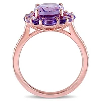 Julianna B Rose Plated Sterling Silver Amethyst Topaz & Rose De France Ring
