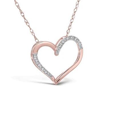 10K Rose Gold Diamond Heart Pendant