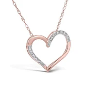 10K Rose Gold Diamond Heart Pendant