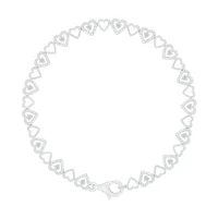 Sterling Silver Diamond Heart Bracelet