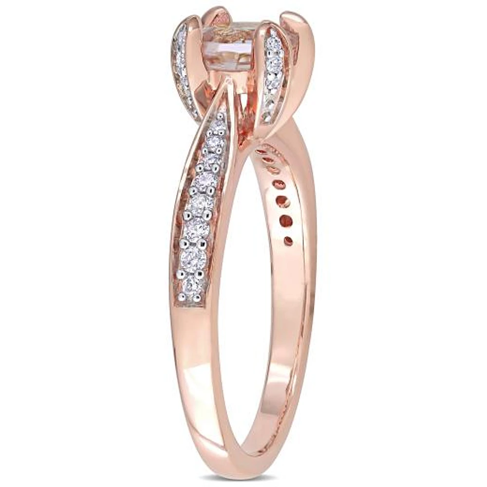 Julianna B 14K Pink Gold Morganite 0.20CTW Diamond Engagement Ring
