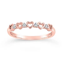 10K Rose Gold Diamond Heart Stackable Ring