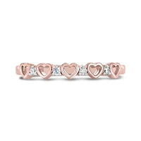 10K Rose Gold Diamond Heart Stackable Ring