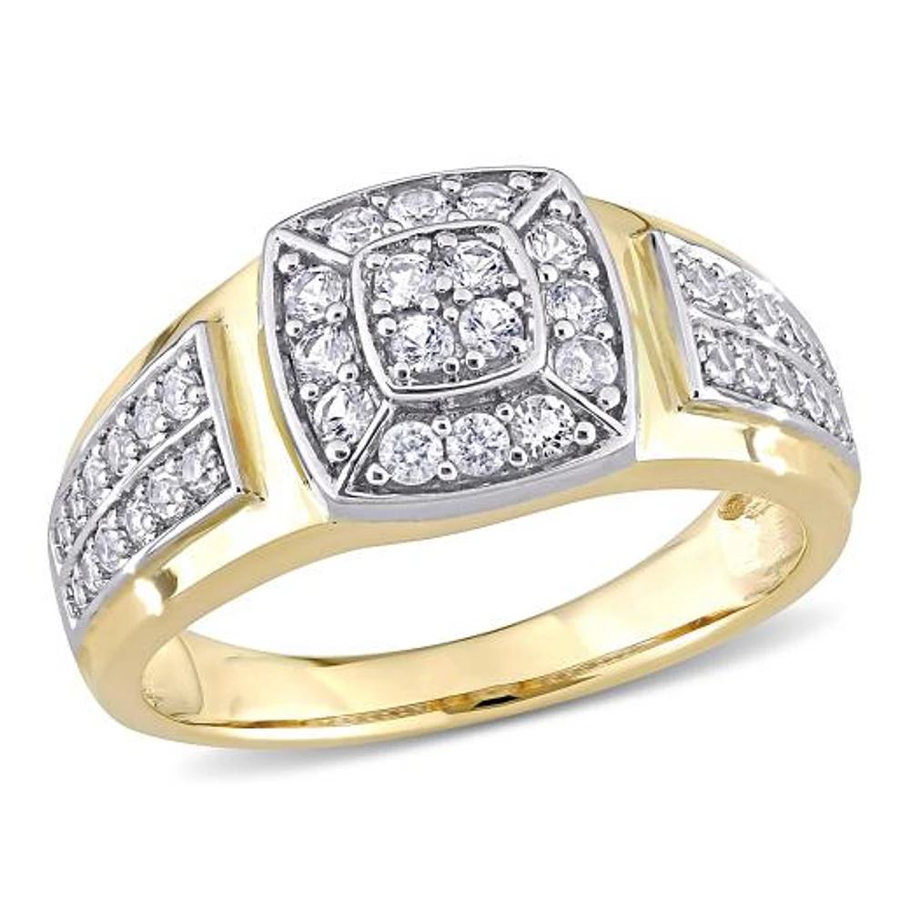 Julianna B 14K White & Yellow Gold White Sapphire Square Men's Ring