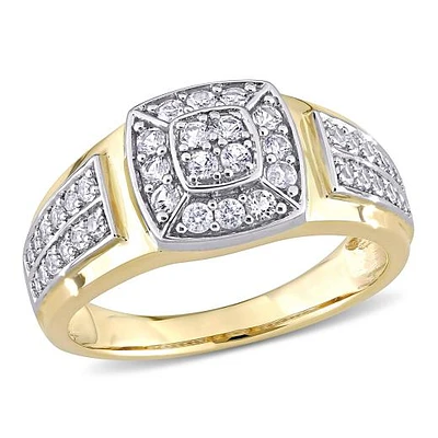 Julianna B 14K White & Yellow Gold White Sapphire Square Men's Ring