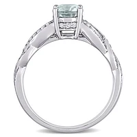 Julianna B 14K White Gold Aquamarine and Diamond Infinity Ring