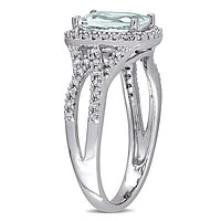 Julianna B 10K White Gold Aquamarine & 0.17CTW Diamond Ring