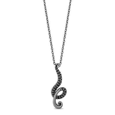 Enchanted Disney Sterling Silver Ursula 0.14CTW Black Diamond Necklace