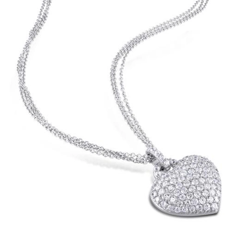 Julianna B Sterling Silver Created White Sapphire Heart Pendant