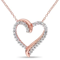 Julianna B Rose Plated Sterling Silver Created White Sapphire Heart Pendant