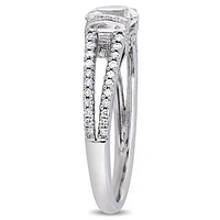Julianna B 10K White Gold Created White Sapphire & Diamond Bridal Ring