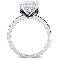 Julianna B 10K White Gold Created White Sapphire & Black 0.06CTW Diamond Ring