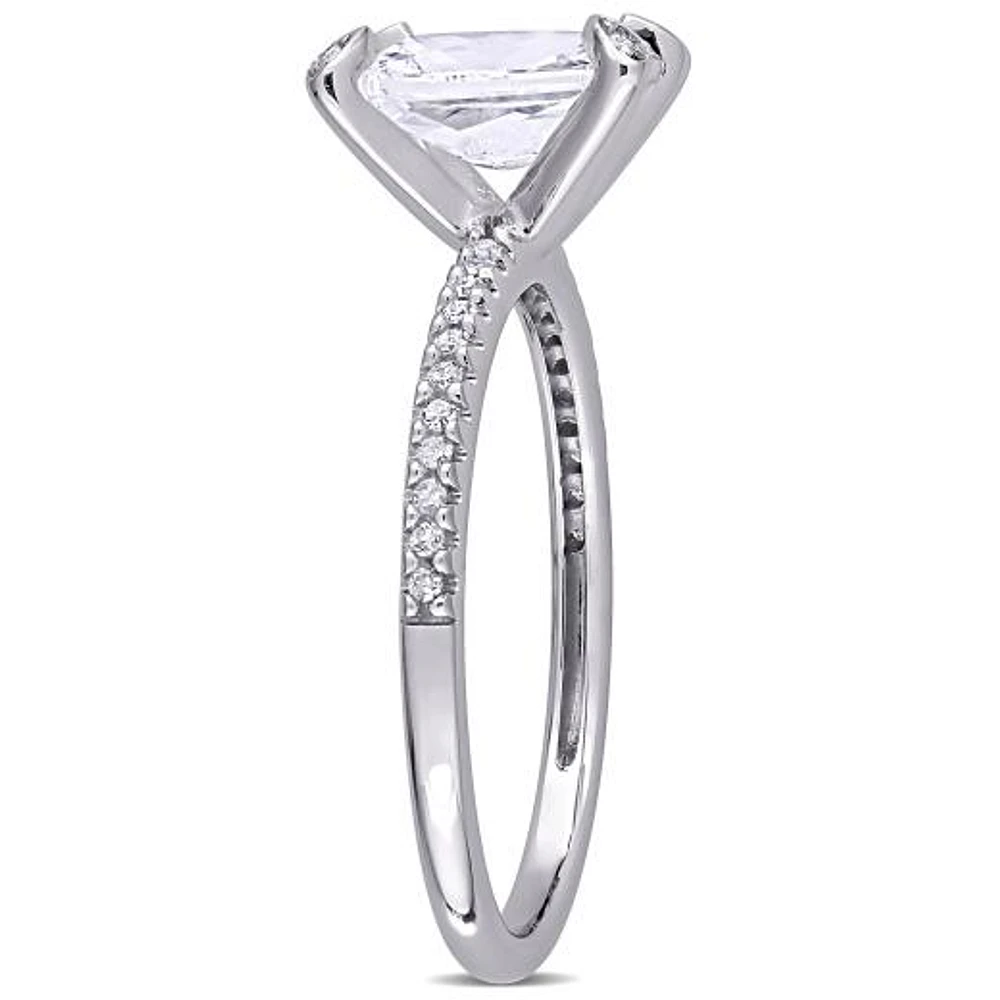 Julianna B 10K White Gold Created White Sapphire & Diamond Engagement Ring