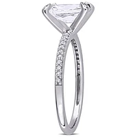 Julianna B 10K White Gold Created White Sapphire & Diamond Engagement Ring