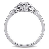 Julianna B Sterling Silver Created White Sapphire & 0.012CTW Diamond Heart Ring