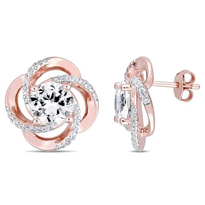 Julianna B Rose Plated Sterling Silver White Topaz Spiral Earrings
