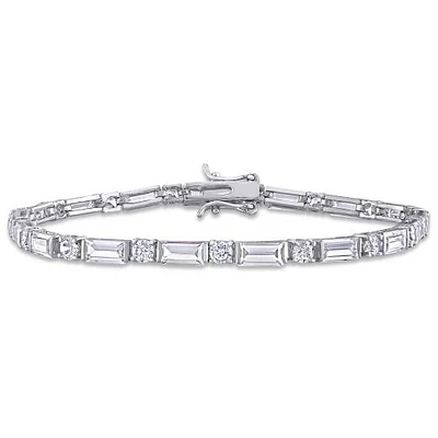 Julianna B Sterling Silver White Cubic Zirconia Tennis Bracelet
