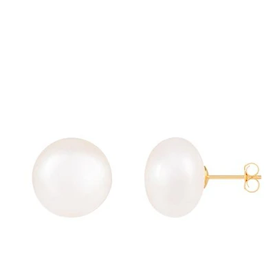 14K Yellow Gold 12-13mm Freshwater Pearl Earrings