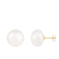 14K Yellow Gold 12-13mm Freshwater Pearl Earrings