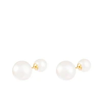 14K Yellow Gold Barbell 6-9.5mm Pearl Stud Earrings