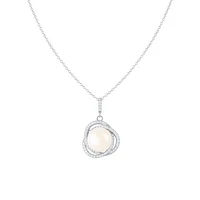 Sterling Silver 11-12mm Fancy Halo Pearl & Cubic Zirconia Pendant