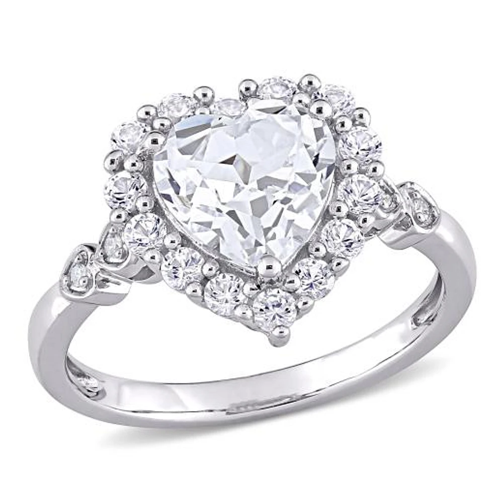 Julianna B 10K White Gold Created Sapphire & Diamond Accent Ring
