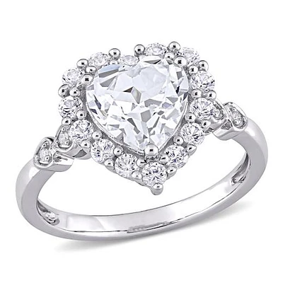 Julianna B 10K White Gold Created Sapphire & Diamond Accent Ring